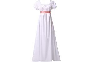 COSDREAMER Vestido de Manga abullonada con Volantes y Cinta Retro para