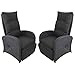Produktbild 2 Stück Polyrattan Gartensessel Rattansessel Rattanstuhl Relaxsessel Fernsehsessel Loungesessel mit Fußteil stufenlos verstellbar Schwarz + Auflage Schwarz
