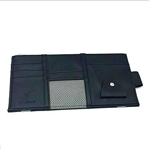 XIAOYA Multifunction Car Sun Visor Storage Bag, Portable In-Car Organiser,CD DVD Glasses Card Pen Wallet Storage Holder Clip Bag High Quality Leather (2 Pack),Black