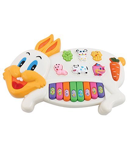 Flabo Rabbit Musical Piano with 3 Modes Animal Sounds, Flashing Lights & Wonderful Music (Multi Color)