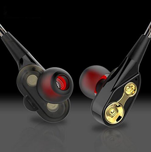 RDJM Phone Earbuds, Earphones With Microphone,In-Ear Headphones Wired Dual Driver Dynamic Earbuds Hifi For Iphone Samsung Ipad Android &amp;All 3.5Mm Interface Devices, Sports Corded Headsets,Blackgold