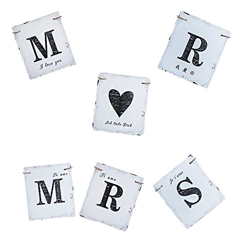 Oblique-Unique® Mr & Mrs Hochzeit Girlande Banner Ich Liebe Dich I love you Dekoration – Vintage Look - 3