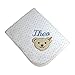 Produktbild Steiff Nicki Babydecke mit Ihrem Wunsch Namen in der abgebildeten Stickschrift bestickt Sternchen und Teddyköpfchen 90 cm x 60 cm creme hellblau Namensdecke wellneswear babyblue