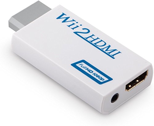 Adaptador Convertidor HDMI para Nintendo Wii a HDMI (Wii2HDMI) 1080P 720P con Conexion HDMI / 3.5 mm Audio Jack Estereo Blanco