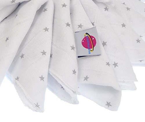Babymajawelt® Mull Waschlappen – Mull Windeln STARS 40/40 – 10er Pack – 2747 - 2
