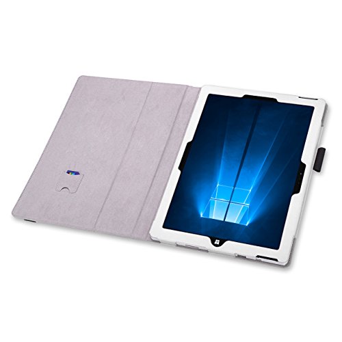 Tasche für Microsoft Surface 3 mit praktischer Stand Funktion aus robustem Kunstleder kombiniert Schutz und Design für Ihr Microsoft Surface 3 Hülle Cover Case Weiss von UC Express® - 4