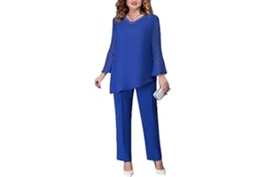 VAGBALENA La Elegante Camisa de Gasa de Dos Piezas Las Mujeres los Pantalones de Cintura Alta el Traje de Dos Piezas el Vestido de Noche de Tul de Gran tamaño Elegante Vintage Dos Piezas