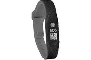 Qr SOS Original Silincode Armband, Fit, Myid, Fitness, Training, Fitness, Sport, Notfall, Unfall oder medizinische Hilfe, Ihre Krankengeschichte und Kontakte für die Familie zu warnen., Schwarz