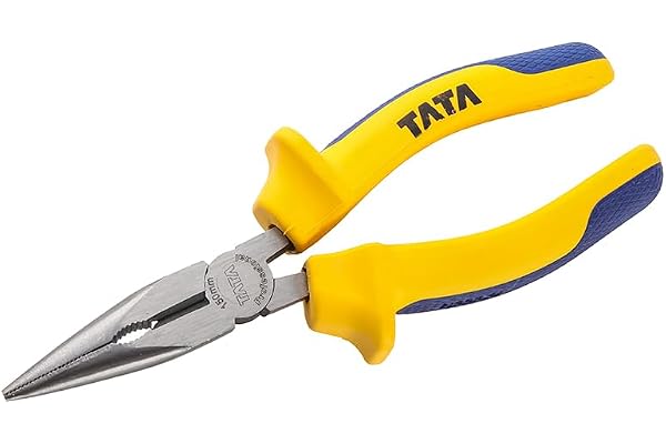 Tata Agrico 6 Inch Long Nose Plier Chrome Vanadium Steel Induction Hardened Cutting Edges Forged C50 Steel Polished Head Comfort Grip Handle Durable Hand Tool (Pack of 1, PLN001)