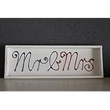 Holztablett, weiß, bunt/gold, Mr&Mrs