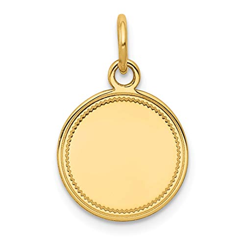 14k Yellow Gold .027 Gauge Engravable Round Disc Pendant Charm Necklace Lasered Etched Fine Jewellery For Women Gifts For Her