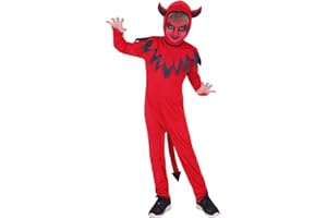Rubies Disfraz Diablito para niños y niñas, Jumpsuit con Cola y Gorro con Cuernos, Demonios, Diablos, Diablesa para Cosplay y Fiestas