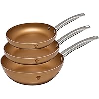 Juego de tres de sartenes con revestimiento antiadherente. Le Chef Collection Cobre – BL-3283