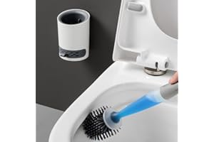 SUSSANI Escobilla de Baño con Dispensador de Jabón Líquido Integrado y Cabezal de Silicona TPR-Cepillo Inodoro con Mango Recargable Dosificador-Soporte de Pared sin Taladro y Base Ventilada de Secado Rápido