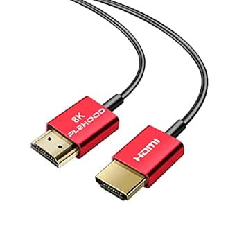 8K HDMI 2.1 Cable 0.5m, Slim HDMI to HDMI Cable 48Gbps, Ultra Thin Cable, 8K@60Hz 4K@120Hz, Dynamic HDR, eARC, Dolby Vision, Compatible with GH5S, NS, 8KUHD TV, PS5, Xbox One，0.5m(1.6ft）