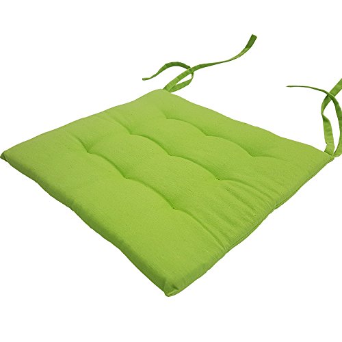 4x proheim Stuhlkissen Uni 40 x 40 cm 9er Steppung in Grün gepolstertes Sitzkissen bequeme & komfortable Sitzauflage in Sparsets – Farbwahl - 4