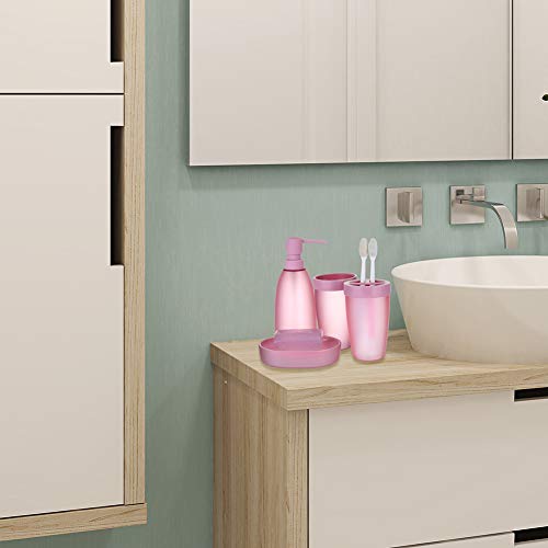 ASSR-Lot-de-6-Accessoires-de-Salle-de-Bain-en-Plastique-y-Compris-des-Bouteilles-de-Lotion-Porte-Brosse--Dents-Tasse--Dents-Porte-Savon-Brosse-de-Toilette-Poubelle