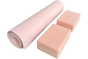 AP EMPORIUM LTD Yoga Starter Set - Eco-Friendly TPE Mat & 2 x EVA Blocks | 3 Colour Options | Anti-Slip, Durable | Ideal for Yoga, Pilates, Gymnastics