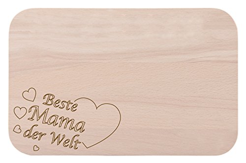 Frühstücksbrettchen / Frühstücksbrett mit Gravur "Beste Mama der Welt" als Geschenk - aus Holz - Geschenkidee ideal zum Geburtstag oder zu Weihnachten