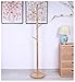 Produktbild QI_W Garderobenständer Stehende Garderobe Kleidung Holzständer Haken Kleiderständer Baum Lagerung Hanger Disc Base Baumförmige Rack Haken für Regenschirm Hut (Farbe : Natürlich)