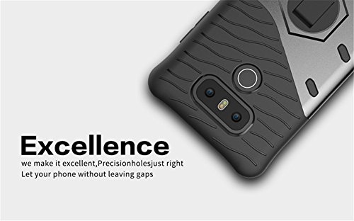 Funda LG G6 Armor Carcasa   Tarea Pesada  360 Grados de Rotaci  n Soporte de Combinaci  n a Prueba de Golpes H  brido Defender Carcasa Duro Prueba de Choques y Dustproof de Caja Protectora para LG  LG G6  Plata 