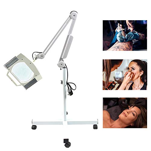 Preisvergleich Produktbild Kosmetiklampe Quadratische LED-Lupenleuchte mit Staubschutz 3X / 5X / 8X Lupe Verstellbare Halterung Universal Wheel Base Beauty Lampe,8X