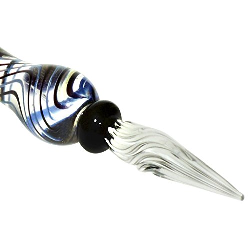Glasfederschreiber, Glasfeder „SCHILLER“ blau/schwarz mit Streifen, L=17cm, handgeformter Glasfüller – ein Unikat (ART GLASS powered by CRISTALICA) - 2