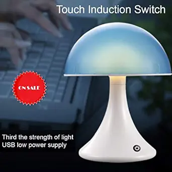 Far Vision Mushroom Lamp with 3 Mode Light Adjustment for Study Table USB Powered. Color Assorted