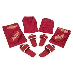 Kuber Industries Cotton 10 Piece Bathrobe Set - Maroon