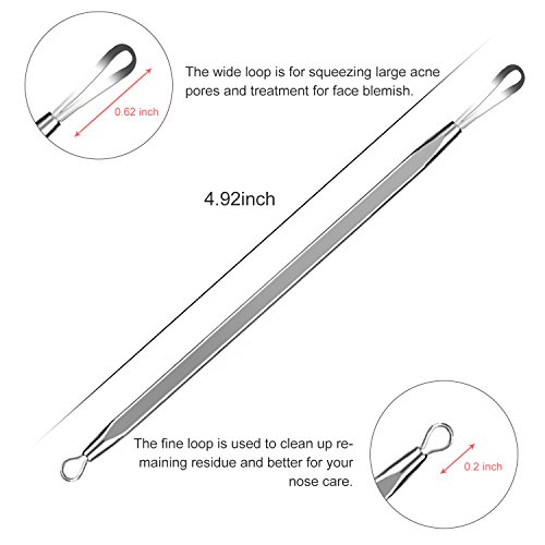 7 Stücke Mitesserentferner DigHealth, Komedonenquetscher Edelstahl Doppelseitig, Weiße Mitesser Löffel Extraktor, Pickel und Akne Ausdrücker, Komedonenheber für Nase Gesicht Haut Behandlung Hausmittel - 2