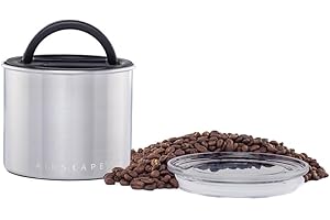 PLANETARY DESIGN Airscape Bote de almacenamiento de café en grano y comida | Acero inoxidable | Con tapa hermética patentada que conserva la frescura de los alimentos | Capacidad: 250 gr | COLOR: ACERO PULIDO