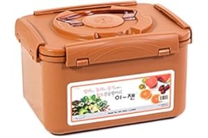 e-jen Premium Kimchi, Sauerkraut Container Probiotic Fermentation with Inner Vacuum Lid (Earthenware Brown, 1.3 gal/ 5.2L)