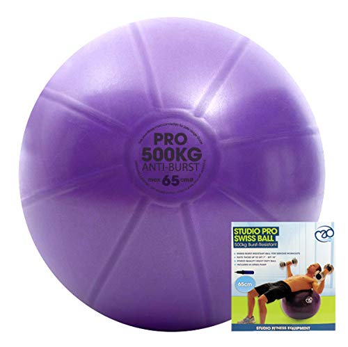 Fitness-Mad 500Kg Swiss Ball & Pump Yoga Ejercicio Ball, Unisex Adulto, púrpura, 75cm