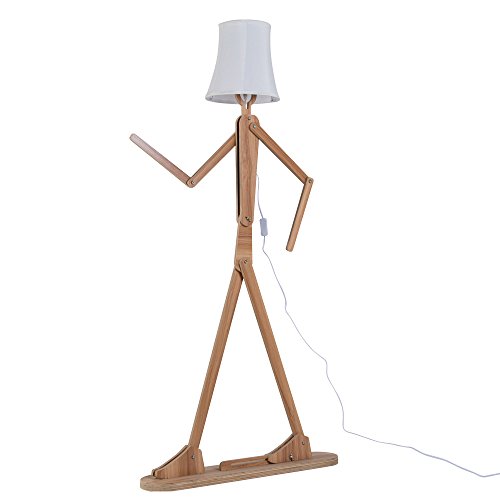 HROOME Modern Stand Lamp Light Retro Nordic Design Funny Adjustable Creative DIY Wooden Floor Lamp for Living Room Bedroom Home Decorative with Lampshade 160cm(Ash)