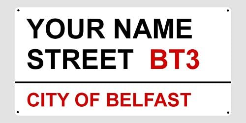 Custom Personalised Metal Aluminium Signs Door Plaque House Number Street Name 10x5" by MegSub (10x5" Rounded 4 Holes)