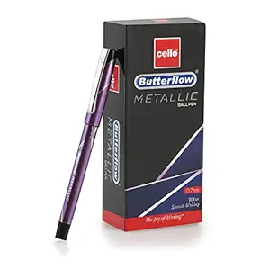 Cello Butterflow Metallic Ball Pen -10pc PVC Box I Blue Ink Colour (CEL1012097)