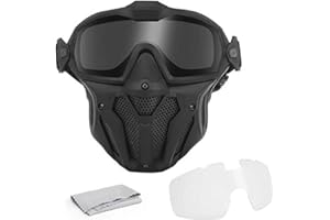 TACTICAL AREA Máscara táctica de Airsoft Paintball con Sistema de Ventilador antivaho, máscara Desmontable, Gafas Protectoras antivaho Desmontables, protección Integral, Juego de Lucha CS Transpirable