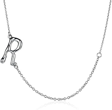 KEB1 Tiny Sideways Silver Initial Necklace for Women Letters Charm Necklaces Stainless Steel Jewelry 2018 Valentines Day