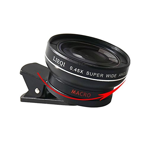 Yukong Universal Professional HD Camera Lens Kit with Mobile 0.45X Super Wide Angle Lens 12.5X Super Macro Lens for iPhone 6S / 6S Plus / 6 / 5s /Samsung Galaxy All Smartphones (Black)