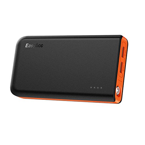 EasyAcc Batería Externa 13000mAh Cargador Portátil con 2 Entrada Carga Rápida para Teléfonos Inteligentes, Tabletas y más Negro y Naranja