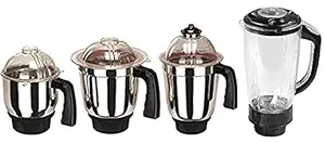 MasterClass Sanyo Set of 4 Mixer Jar 3 Stainless Steel and 1 Juicer Jar Milkshake jar (Chutney jar, Dry Grinding jar, Liquid Blending jarand Juicer Jar)|Standard Mixer Jar|Mixer Grinder Steel jar with lid,MGF(SteelBlack)