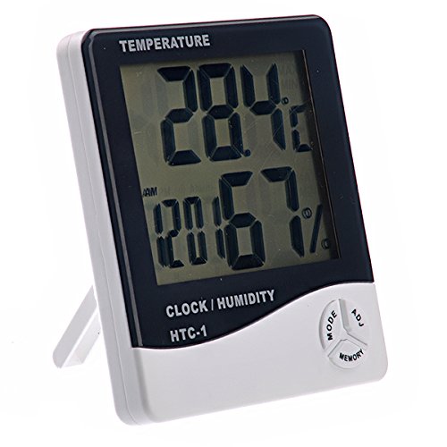 BESTOMZ Digitales Thermo Hygrometer Luftfeuchtigkeit Messen Raumluftüberwachtung mit Alarm Wecker Hygrometer