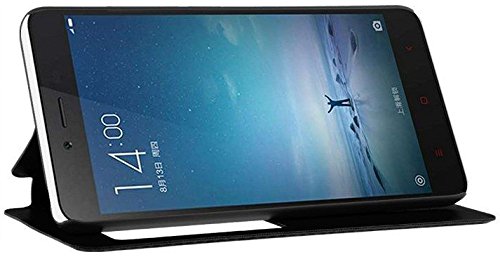 Xiaomi Redmi Note 3 Funda con Tapa  Estuyoya Funda Tipo Libro con  Funci  n Soporte  Redmi Note 3  Smart View  Ventana Transparente Antigolpes - Negro