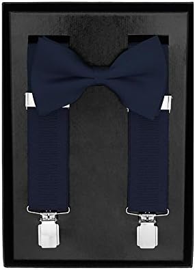 Navy Blue Classic Traditional Bow Tie Braces Gift Set 2 Piece