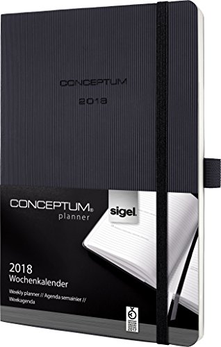 Preisvergleich Produktbild Sigel C1822 Wochenkalender 2018, ca. A5, Softcover, schwarz, CONCEPTUM
