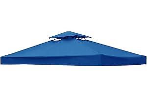 GREEN BAY Greenbay Blue Replacement Top Fabric for 3x3m Gazebo Pavilion Roof Canopy with Air Vent - 2 Separate Cover Pieces for 2-Tier Frame Gazebo