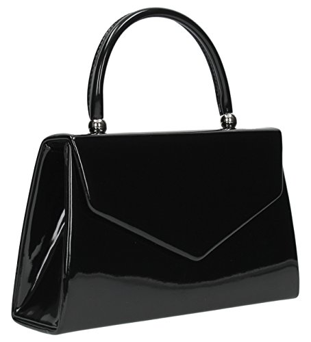Kendall Patent Envelope Mini Handbag Style Clutch in Black -- SwankySwans