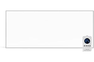 ULCANO Pannello Radiante Infrarossi a CRISTALLI di CARBONIO, 450W 90x50 cm, Comfort Termico (non secca l’aria) Basso Consumo, Max Efficienza, ALLUMINIO, Mod. ALU ECO PRO + Telecomando Termostato