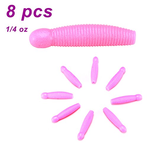 Paquete de 8 señuelos de pesca de plástico suave para pesca de bajo y fino, para pesca de agua salada y agua dulce, varios colores, Rosado