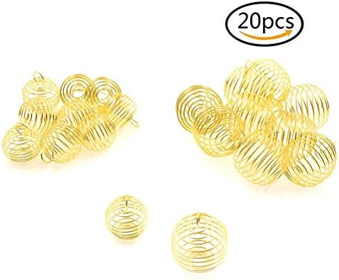 20 Pcs Gold Spiral Bead Cages Pendants for Jewelry Making Decoration (25mm, 30mm)